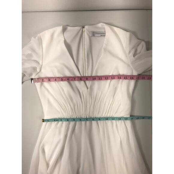 Mac Duggal Ieena Dress Angel Sleeves Plunging Neck Short Mini Bridal Flowy - Picture 10 of 11